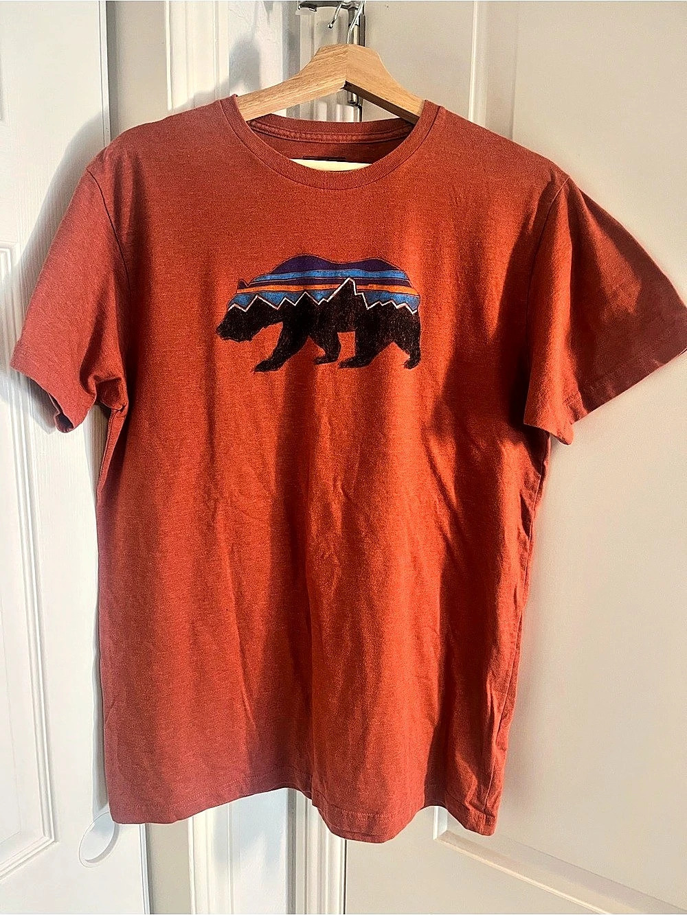 Patagonia Fitz Roy Bear Organic Cotton T-Shirt Orange Large